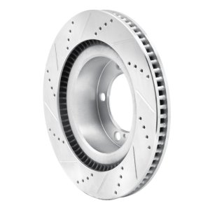 Lexus LX570 Brake Rotor (1) - Front Right - R1 Concepts - Drilled & Slotted - Silver - `07-`22